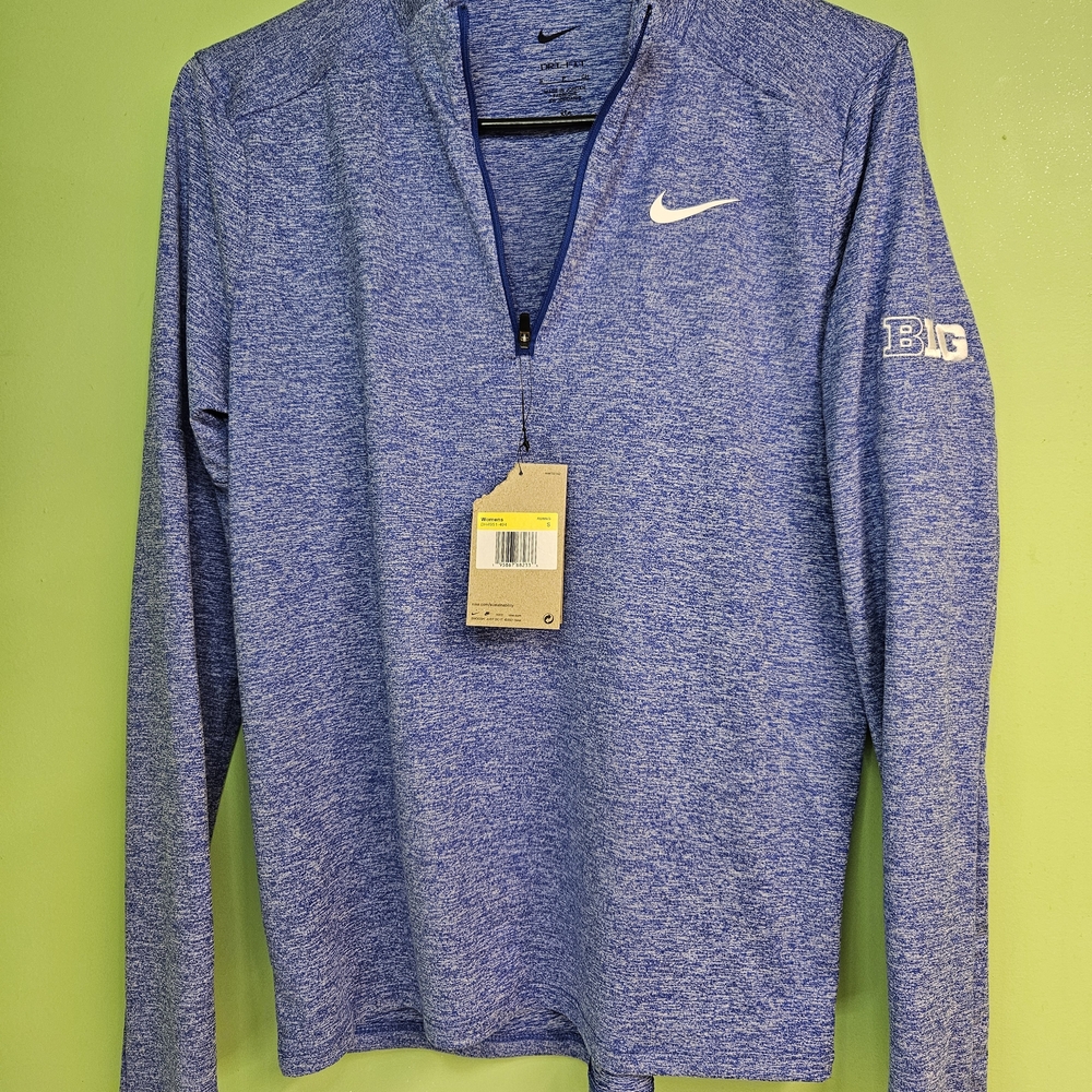 Nike Blue Quarter-Zip Pullover Big 10 Logo On Arm